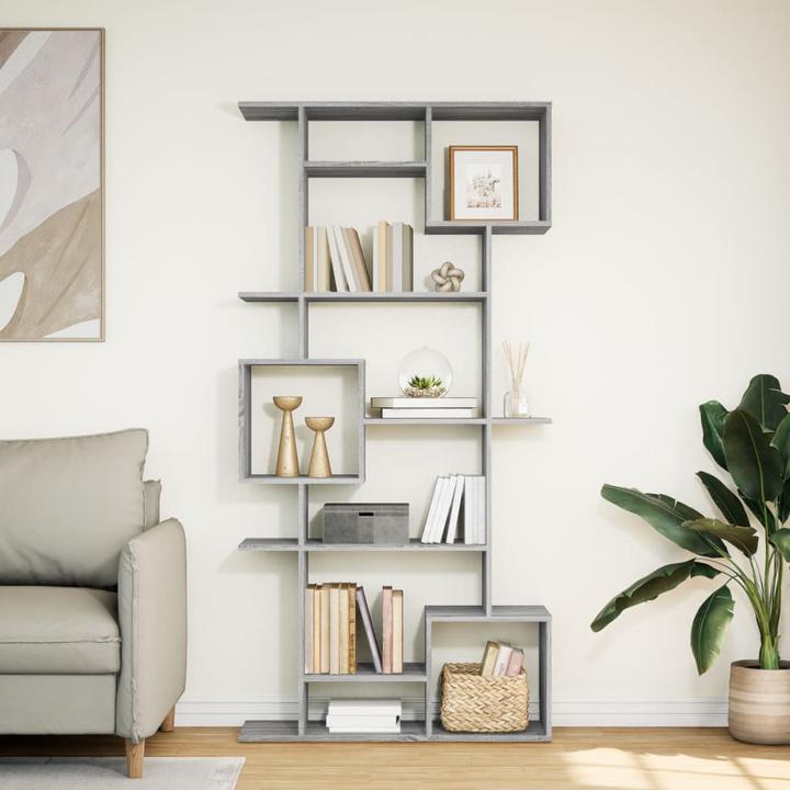 Produktbild VidaXL Bücherregal Raumteiler Wandregal Standregal Raumtrenner Regal Grau Sonoma (92 x 29 x 188 cm)
