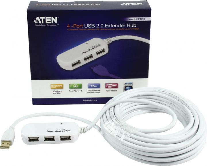 Actual product image Aten USB 2.0 extender with 4-port hub (USB-A, 4 Ports)