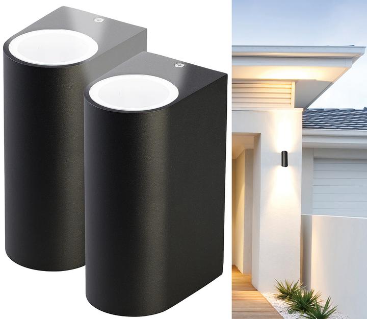 Produktbild Lunartec 2er-Set Runde LED-Wandleuchte (GU10, IP44)