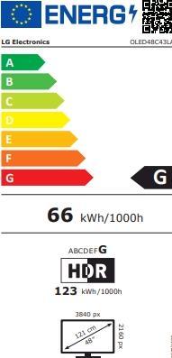 Energy Label LG OLED48C43LA 4K OLED evo TV 121 cm (48) (48", C4, OLED, 4K, 2023)