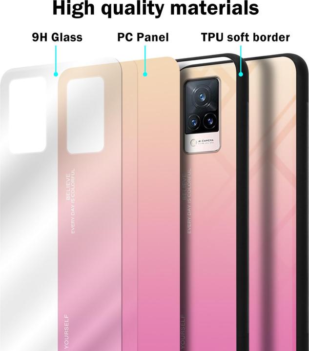 Productafbeelding Cadorabo TPU 2 Kleuren Glazen Hoesje (Vivo V21)