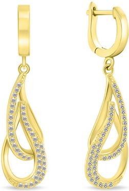 Brilio Silver - Dazzling gold plated earrings with zircons EA448Y