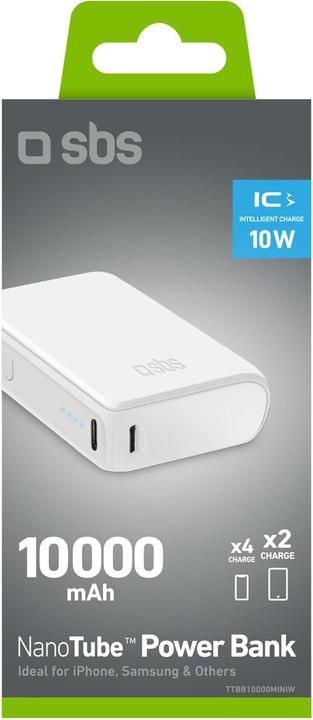 Immagine prodotto SBS Powerbank 10.000mAh 2x USB-C/1x USB 10W whiteá (10000 mAh, 10 W, 37 Wh)
