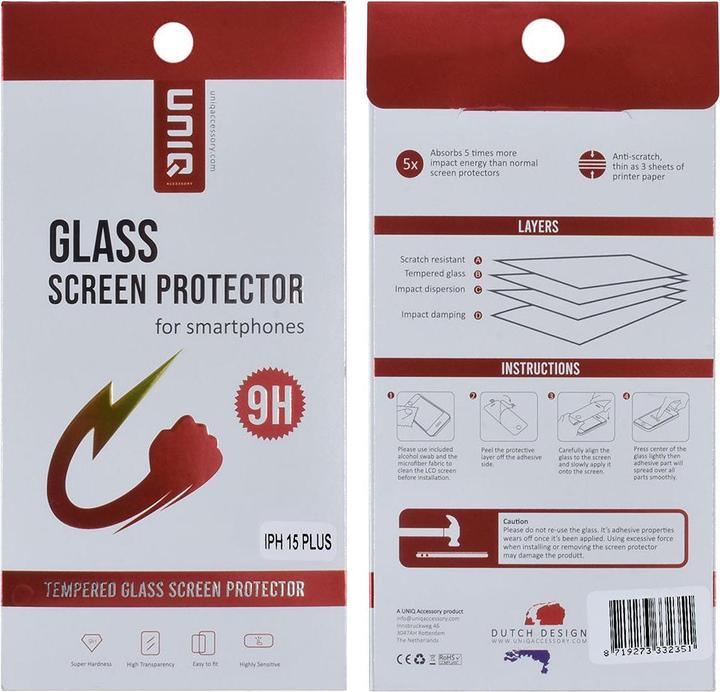 Produktbild UNIQ Accessory Panzerglas 9H - iPhone 15 Plus - Display Schutzglas (1 Stück, Apple iPhone 15 Plus)