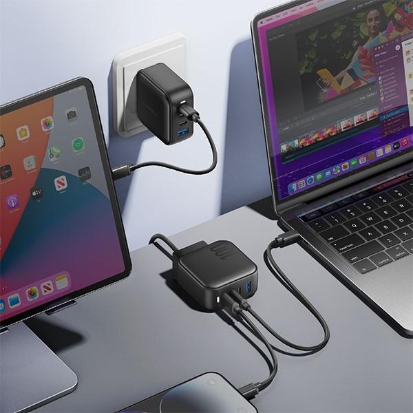 Actual product image Energea ład. siec. 1xUSB+3xUSB-C PD-PPS-QC 3.0 100W 3C1A czarny/black US+EU Travelite GAN100 (100 W)