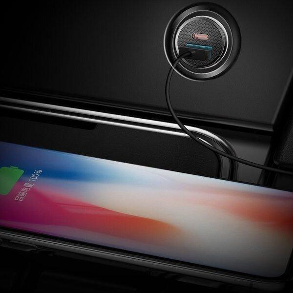 Actual product image Baseus Circular Plastic A+C 30W PPS Car Charger Black