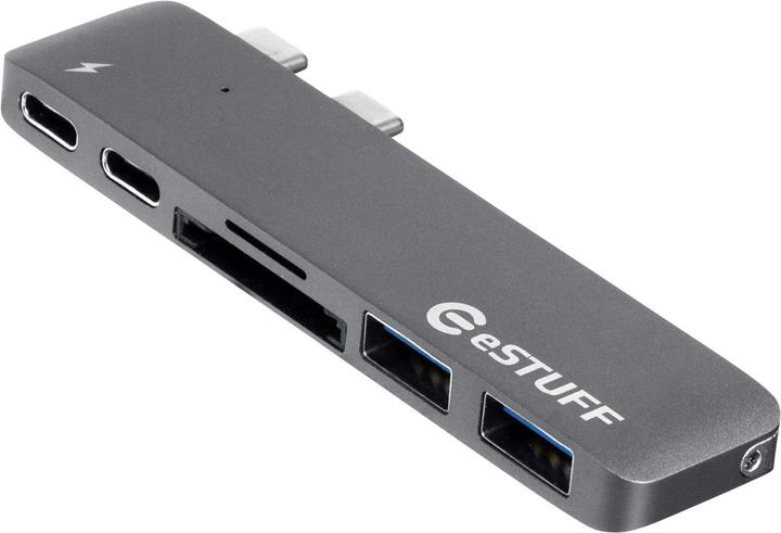 Produktbild eSTUFF USB-C Slot-in Hub PRO Grey USB 3.2 Gen 1 (3.1 Gen 1) Type-C (USB-C, 4 Ports)