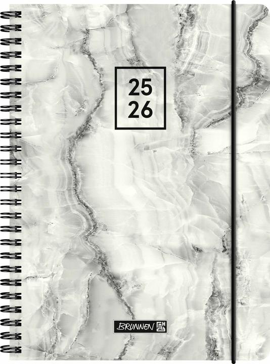Produktbild BRUNNEN Schlerkalender (2025/2026) 'Grey Marble', 2 Seiten = 1 Woche, A5, 208 Seiten, PP-Umschl (A5, Englisch, Niederländisch)