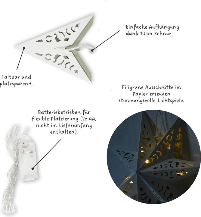 Immagine prodotto Hermex Stella di Natale a LED Stella appesa illuminazione lanterna Stella pieghevole