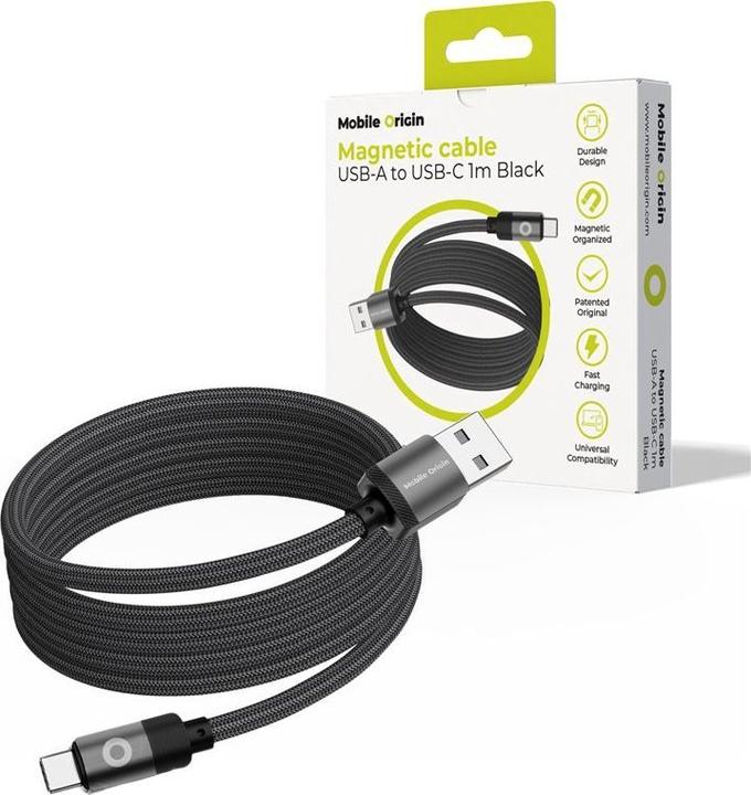 Actual product image Mobile Origin Magnetic Patented Original Cable USB-A to USB-C - 1m - Black (1 m)