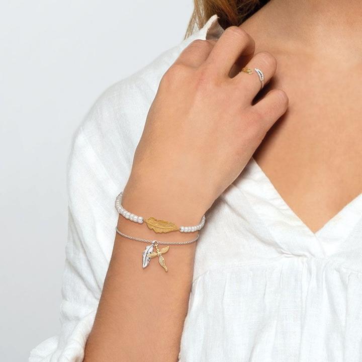 Immagine prodotto Engelsrufer Bracciale Glory Feather Oro (21 cm, Argento 925, Perle)