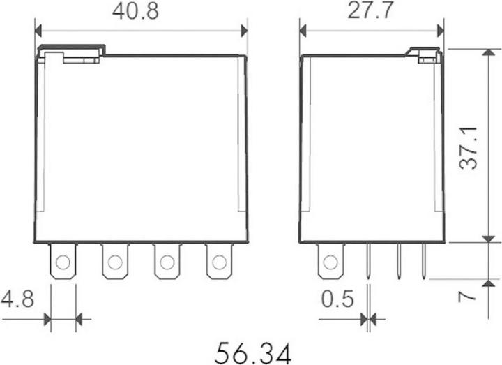 Actual product image Finder 4PDT 12A mini plug-in relay, 230Vac coil