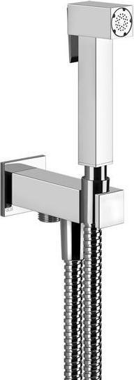 Gessi Rettangolo Hygienebrause Shut-Off, Wandanschlussbogen mit Brausehalter, 20023
