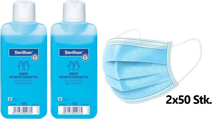 Immagine prodotto Longde Pharmaceutical Maschera igienica (2x 50pz.) (Tipo IIR), soluzione Sterillium per la disinfezione delle mani