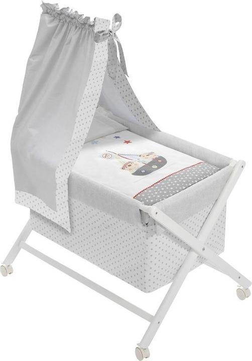 Produktbild Interbaby Wiege In X - Weiss Buche +Bettwäsche+Bekleidung+Matratzen Mit Himmlen -