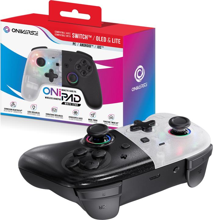 Image du produit Oniverse Contrôleur Bluetooth pour Nintendo Switch / PC / IOS / Android - White Star (Android, iOS, Switch, PC)