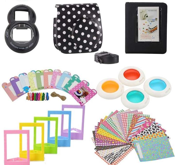 JTI Accessory set for Fujifilm Instax Mini 8 / 9 - Dotted Black (Camera accessory bag)