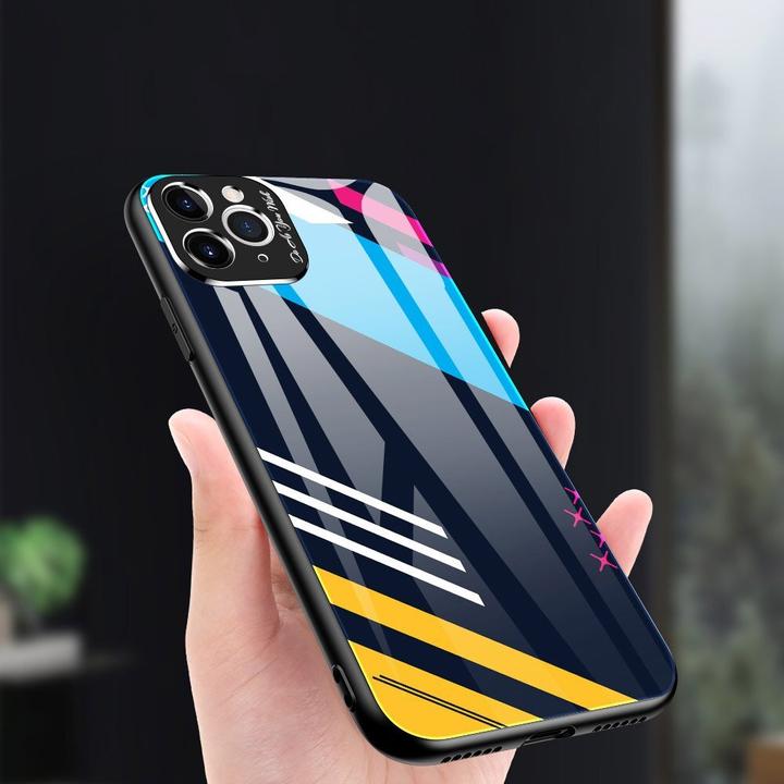 Immagine prodotto Hurtel Cover in vetro colorato con supporto in vetro temperato per fotocamera iPhone 11 Pro Max modello 2 (Apple iPhone 11 Pro Max)