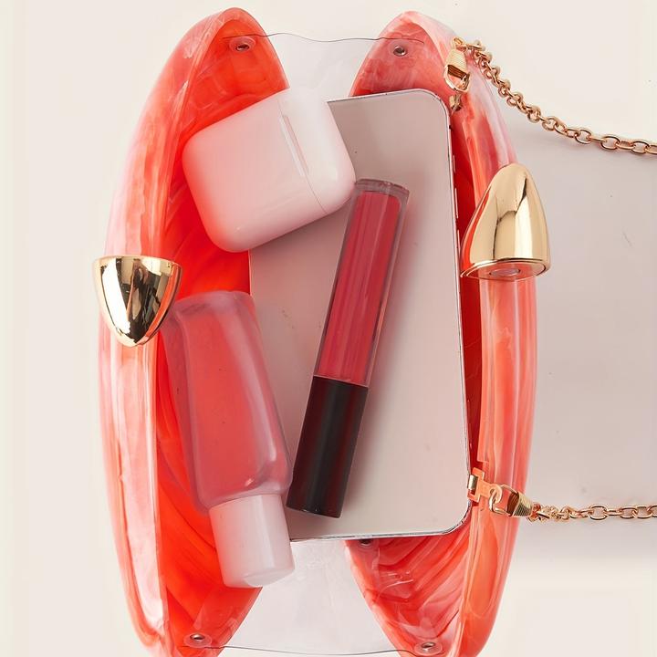 Actual product image Only-Bags.Store Elegant marble bag with magnetic fastening and detachable chain - vintage-inspired evening bag