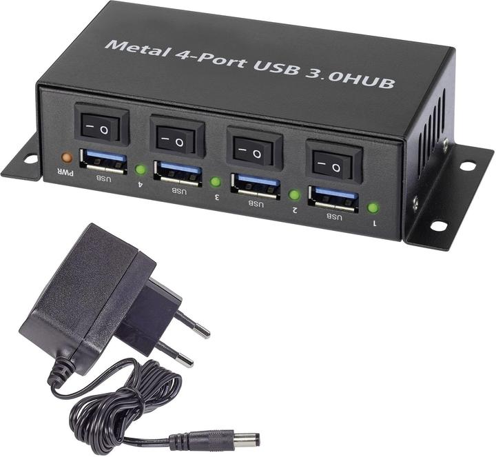 Renkforce Hub USB 3.0 a 4 porte in metallo (USB-B, 4 Porti)