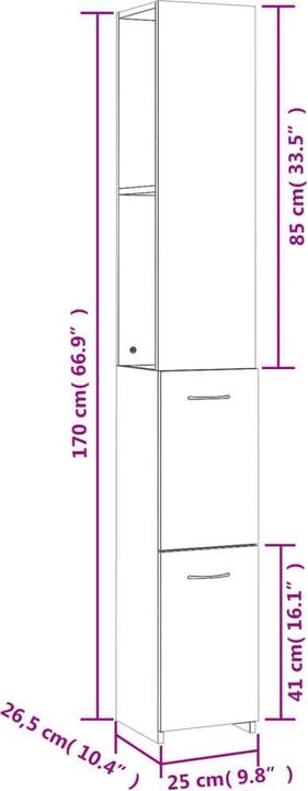 Actual product image VidaXL Aida (25 x 26.5 x 170 cm)
