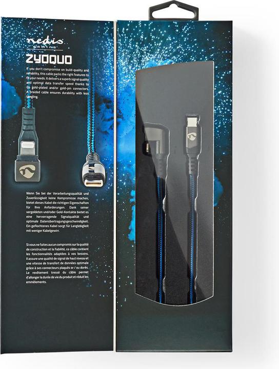 Produktbild Nedis USB-Kabel USB 2.0 Apple Lightning 8-Pin USB-CT Stecker 480 Mbps Vernickelt 2.00 m rund Gefloch (2 m, USB 2.0, 60 W)