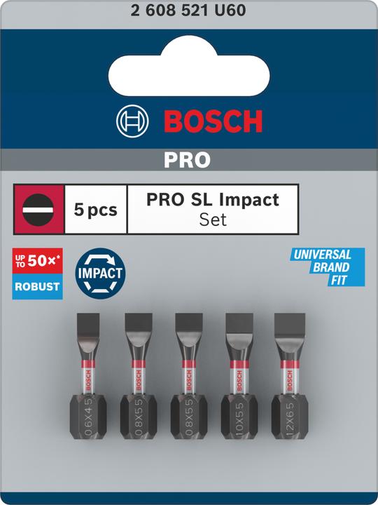 Produktbild Bosch Professional Zubehör PRO Slotted Impact Bit (SL 6.5, SL4.5, SL 5.5)