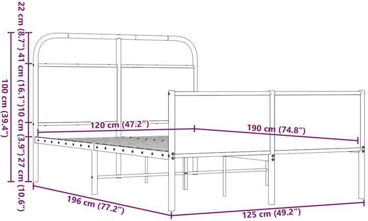 Actual product image VidaXL Bed frame without mattress 120x190 cm brown oak-look (120 x 190 cm)