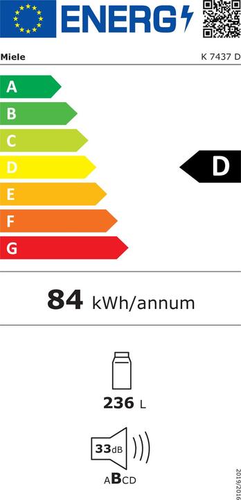 Etichetta energetica Miele Frigorifero K 7437 D (236 l)