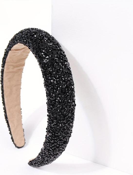 Image du produit Alopini Vintage large bandeau bridé, élégant strass bandeau décoratif, bandeau de cheveux en fausse perle