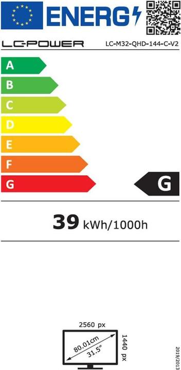 Label énergétique LC-Power LC-M32-QHD-144-C-V2 (2560 x 1440 pixels, 31.50")