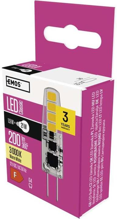 Immagine prodotto Emos Lampada LED JC classica / G4 / 1,9 W (21 W) / 200 lm / Bianco caldo (G4, 2 W, 200 lm, 1 x, F)