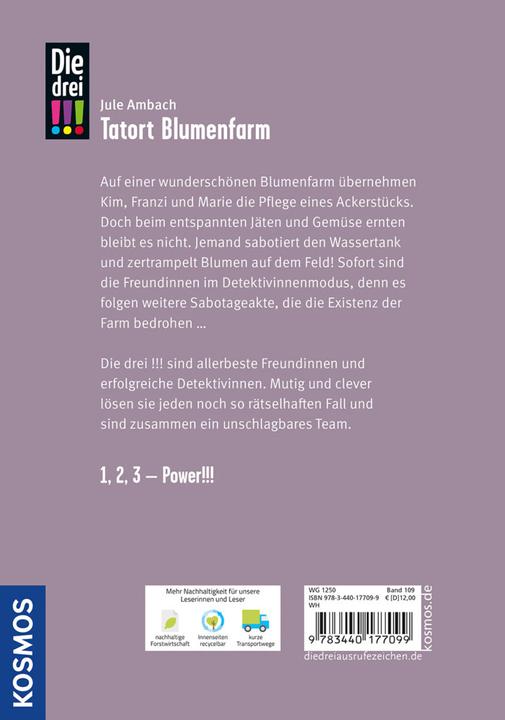Produktbild Kosmos Die drei!!!, 109, Tatort Blumenfarm (Deutsch, Ina Biber, Jule Ambach, 2024)