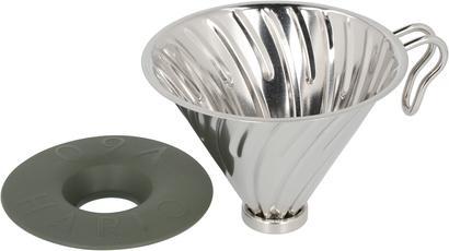 Actual product image Hario V60-02 Silver-coloured Metal Outdoor Dropper with Silicone Base