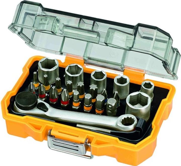 Produktbild DeWalt Schrauber Bit und RatschenSet (Innensechsrund TX M20, Innensechsrund TX M30, Innensechsrund TX M10, Innensechsrund TX M15, Innensechsrund TX M25, Innensechsrund TX M40, Kreuz Pozidriv PZ M2, Kreuz Phillips PH M3, Kreuz Pozidriv PZ M3, Kreuz Phillips PH M1, Kreuz Phillips PH M2, Kreuz Pozidriv PZ M1)