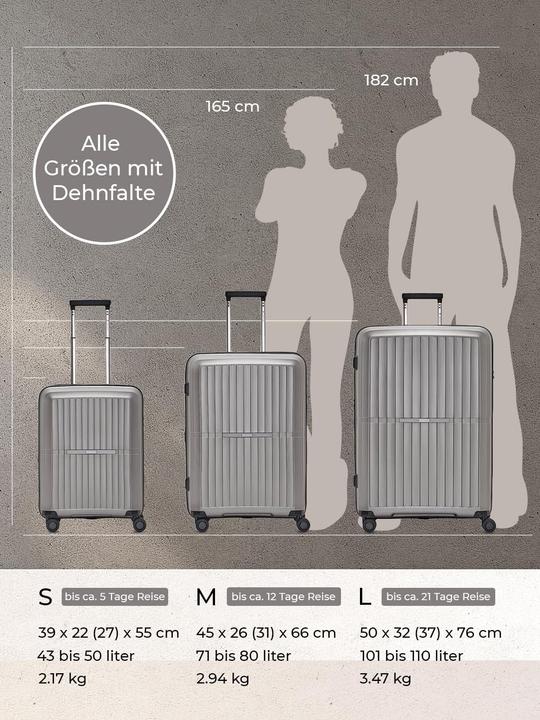 Image du produit Pactastic Collection 01 Set de valises à 4 roulettes 3pcs avec soufflet extensible (221 l, XL (à partir de 115l))