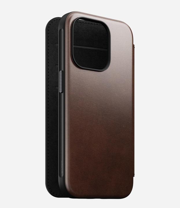 Actual product image Nomad Modern Horween Leather Folio iPhone 15 Pro Rust Brown (Apple iPhone 15 Pro)