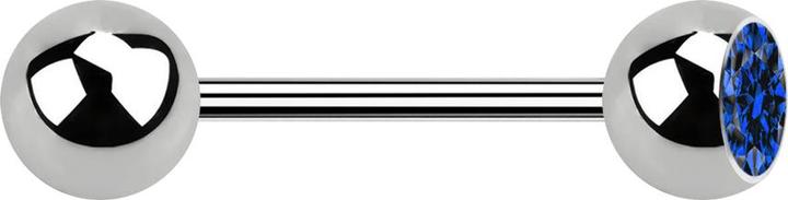 Produktbild Star Piercing Micro Barbell silber mit Kugel und Kugel Kristall dunkelblau (ohne Messing, Titan G23)
