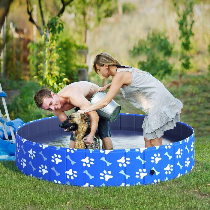 Produktbild Swisshandel24 Hundebadewanne Hundepool Badewanne Swimmingpool Wasserbecken für Hunde und Katzen faltbar Ø160 x 30H (Hundepool)
