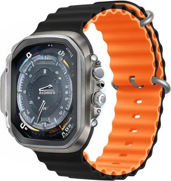 Produktbild Devia Armband Deluxe Sport6 für Apple Watch 42mm/ 44mm/ 45mm/ 49mm schwarz orange (Soft-touch-Silicon)