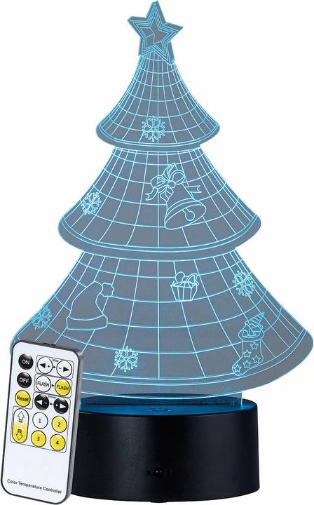 Produktbild Lunartec 3D-Hologramm-Lampe mit Leuchtmotiv Weihnachtsbaum