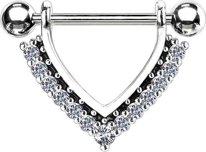 Star Piercing Barbell silber Hänger mit Kristallen silber (Chirurgenstahl 316L, Messing)