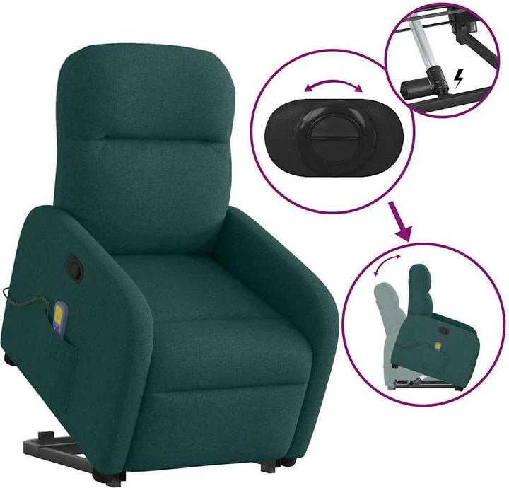 Produktbild VidaXL Massagesessel mit Aufstehhilfe Dunkelgrün Stoff