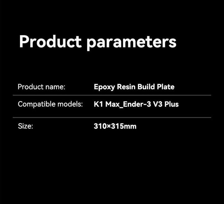 Actual product image Creality Print platform Epoxy resin print plate 310 x 315 mm