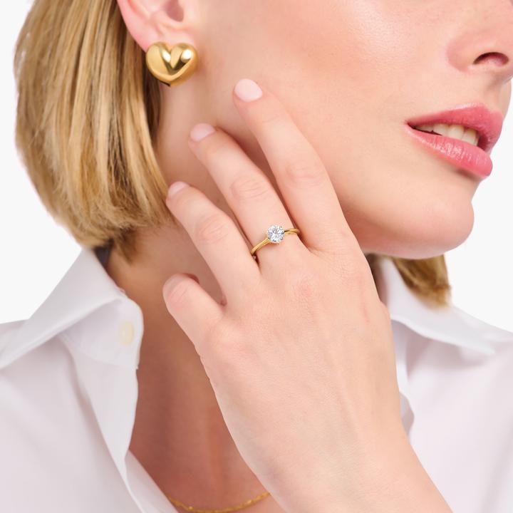 Image du produit Thomas Sabo Bague avec pierre blanche taillée en brillant (52, Argent 925)