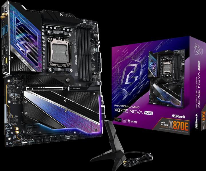 Image du produit AsRock MB AMD AM5 X870E Nova WiFi (AM5, AMD X870E, ATX)