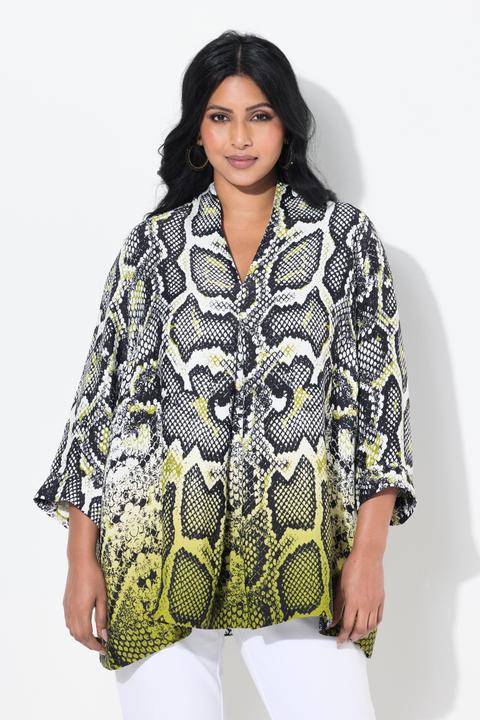 Actual product image Ulla Popken Dip Dye 3/4 Sleeve Snake Print Blouse (42, 44)