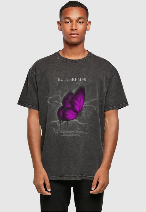 Actual product image Merchcode Butterflies Acid Washed Heavy Oversized Tee - 112635 (XL)