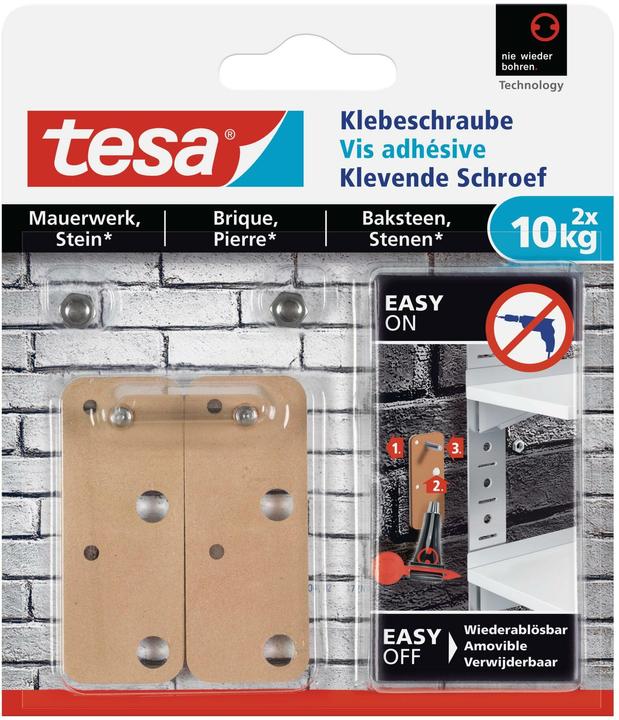 Actual product image tesa Adhesive screw for masonry & stone, square