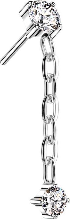 Star Piercing Threadless silber Kristall silber Anhänger Kette Kristall silber (Titan G23, ohne Messing)